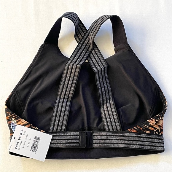Free People Printed Practice Makes Perfect Sports Bra Crossback Black Combo NWT - Picture 7 of 16